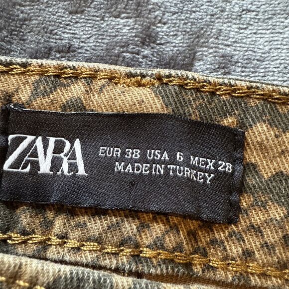 Zara Brown python Ssake Print Stretch High Rise Skinny Jeans Womens Size 6 - Picture 5 of 7